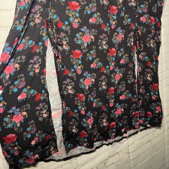 Daisy‎ Street Black Floral Print Midi Skirt with Lace Up Slits Plus Size 3 3x - Picture 5 of 7